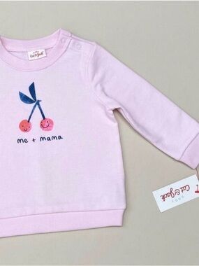 Cat & Jack 12 Month Baby Girl Pink Cherry Fruit Mom & Me Sweatshirt NWT